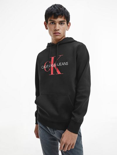 Calvin Klein Ruhák HU430502 | Calvin Klein Logo Férfi Kapucnis Pulóver Fekete